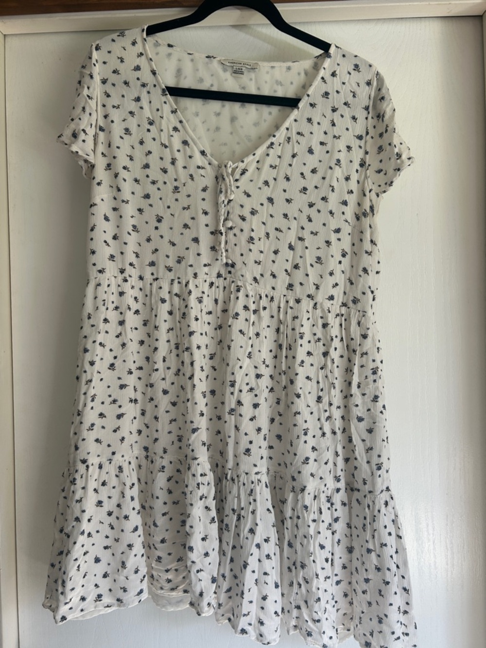American Eagle Outfitters Cream Dress with Navy Floral Print